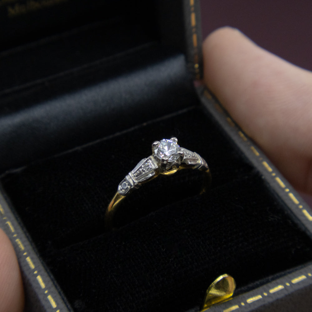 Art Deco Diamond Engagement Ring, 18ct Yellow Gold & Platinum
