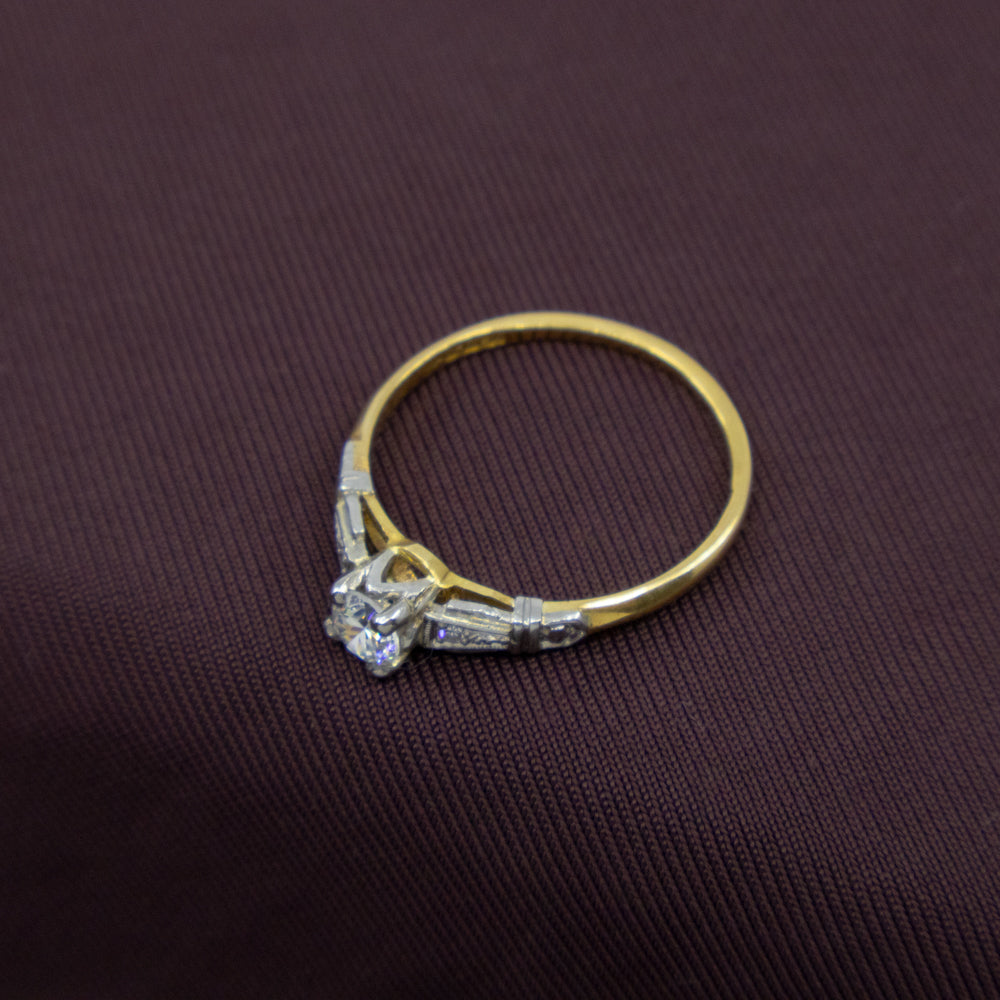 Art Deco Diamond Engagement Ring, 18ct Yellow Gold & Platinum