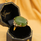 Vintage Nephrite Jade Ring, 10ct Yellow Gold