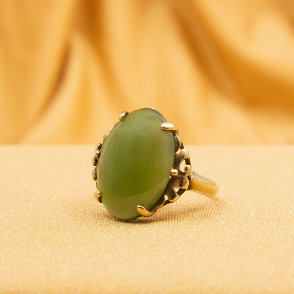 Vintage Nephrite Jade Ring, 10ct Yellow Gold