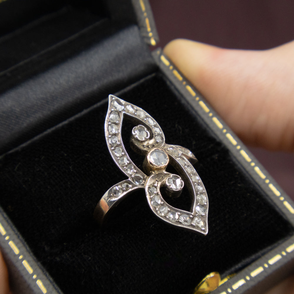 Vintage Diamond Dress Ring, 9ct Yellow Gold & Sterling Silver