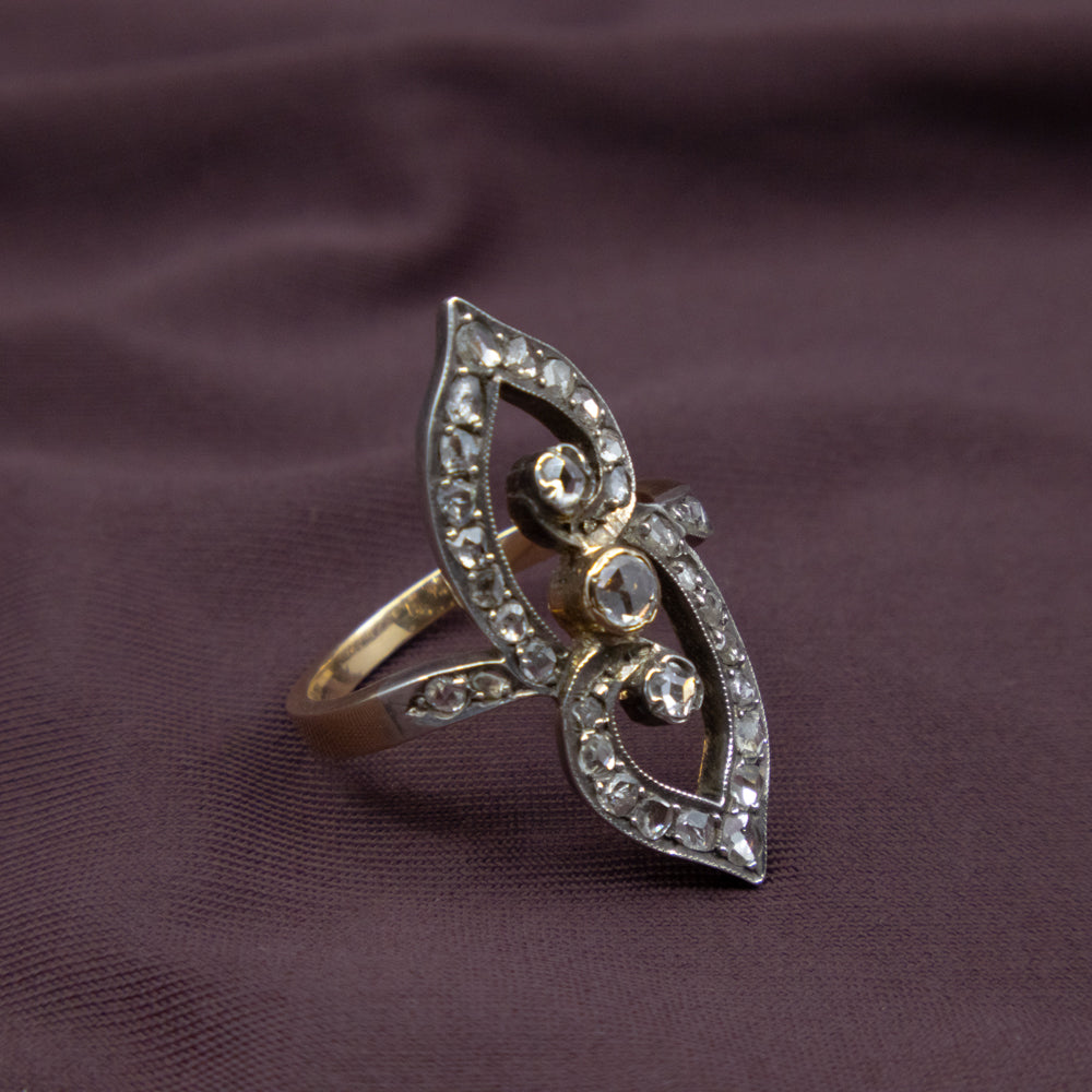 Vintage Diamond Dress Ring, 9ct Yellow Gold & Sterling Silver