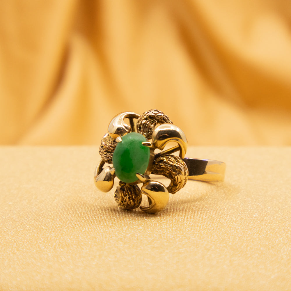 Retro Jade Ring, 14ct Pink Gold