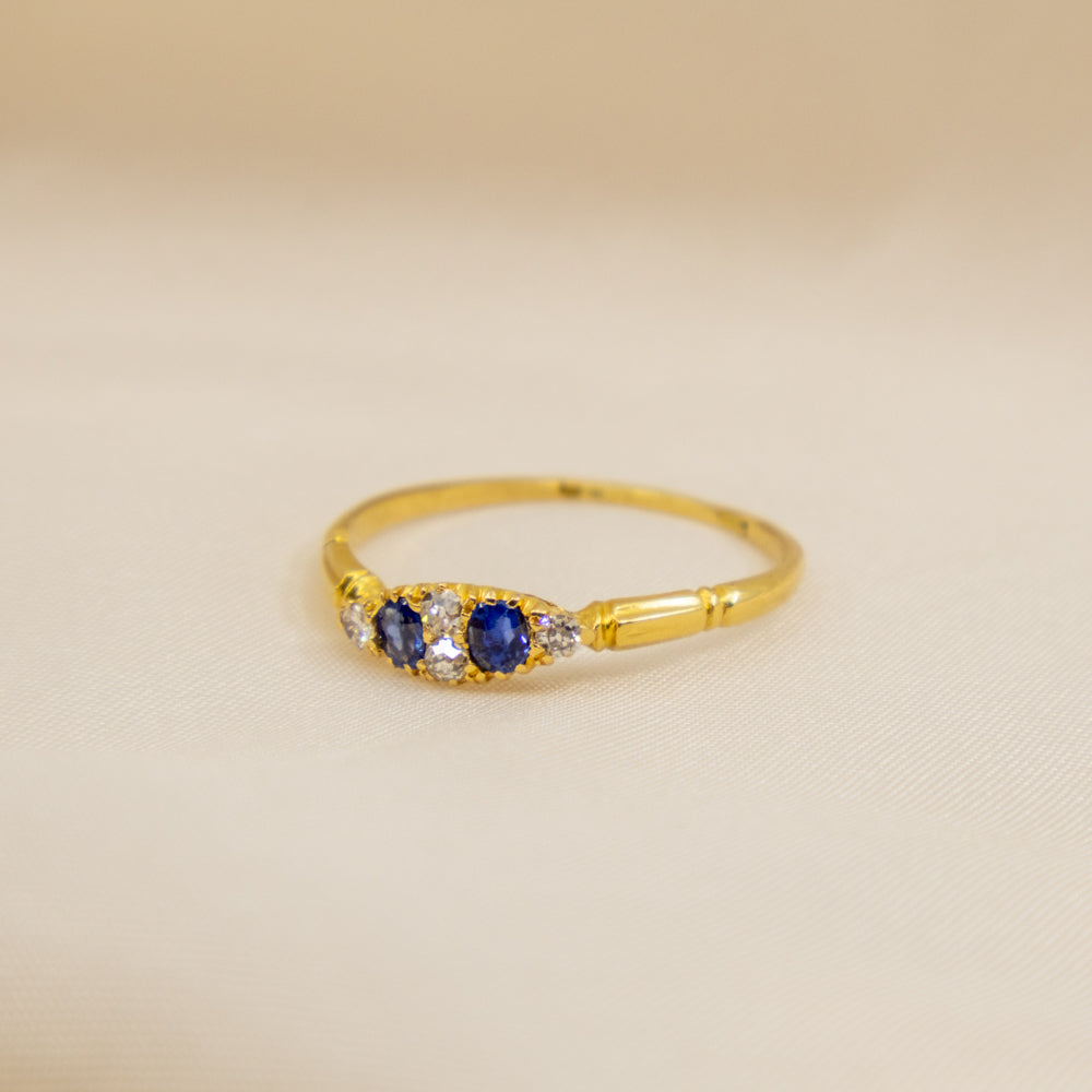 Victorian Sapphire and Diamond Cluster Ring, 18ct Yellow Gold