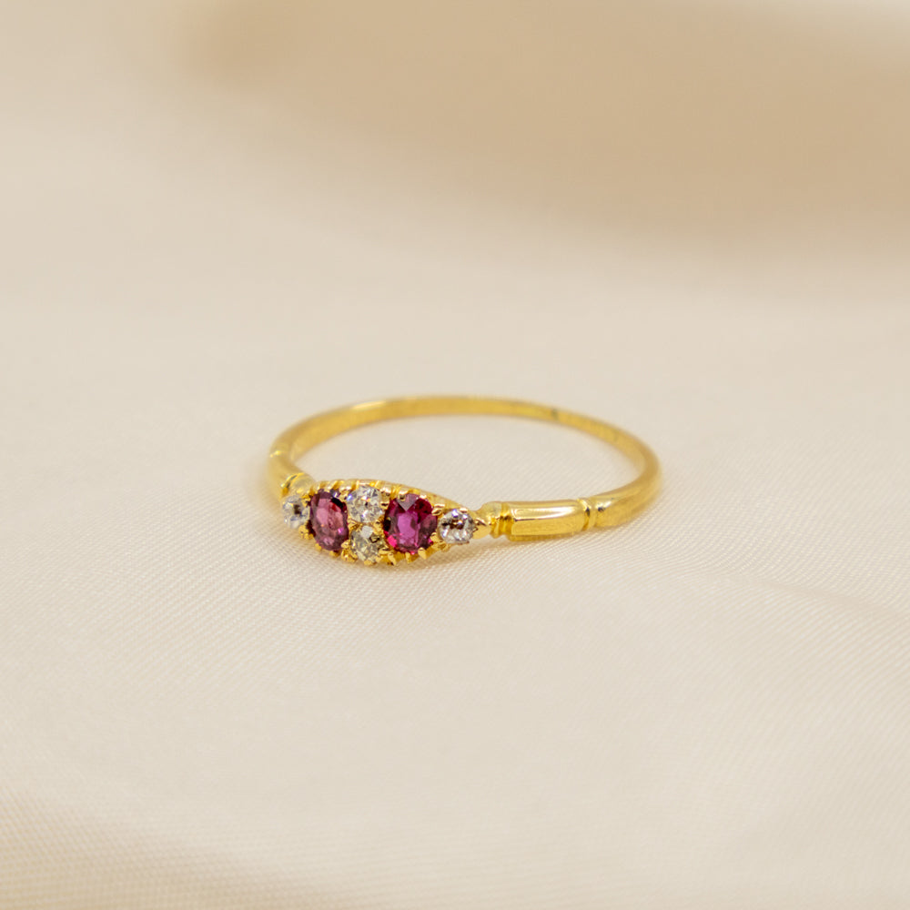 Victorian Ruby & Diamond Ring, 18ct Yellow Gold