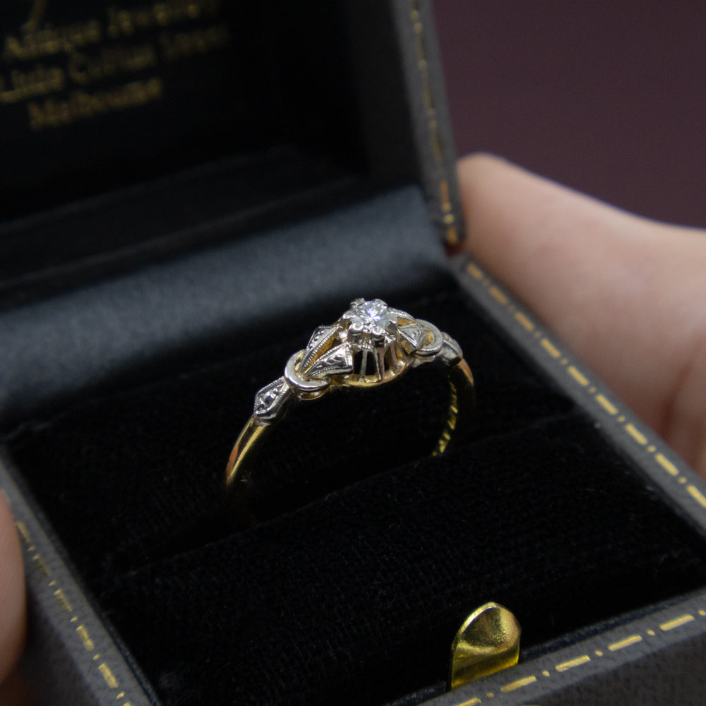 Art Deco Diamond Solitaire Ring, 18ct Yellow Gold & Platinum
