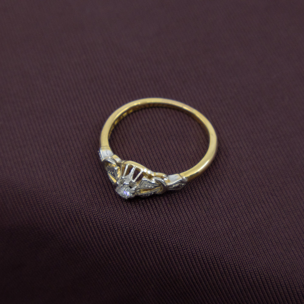 Art Deco Diamond Solitaire Ring, 18ct Yellow Gold & Platinum