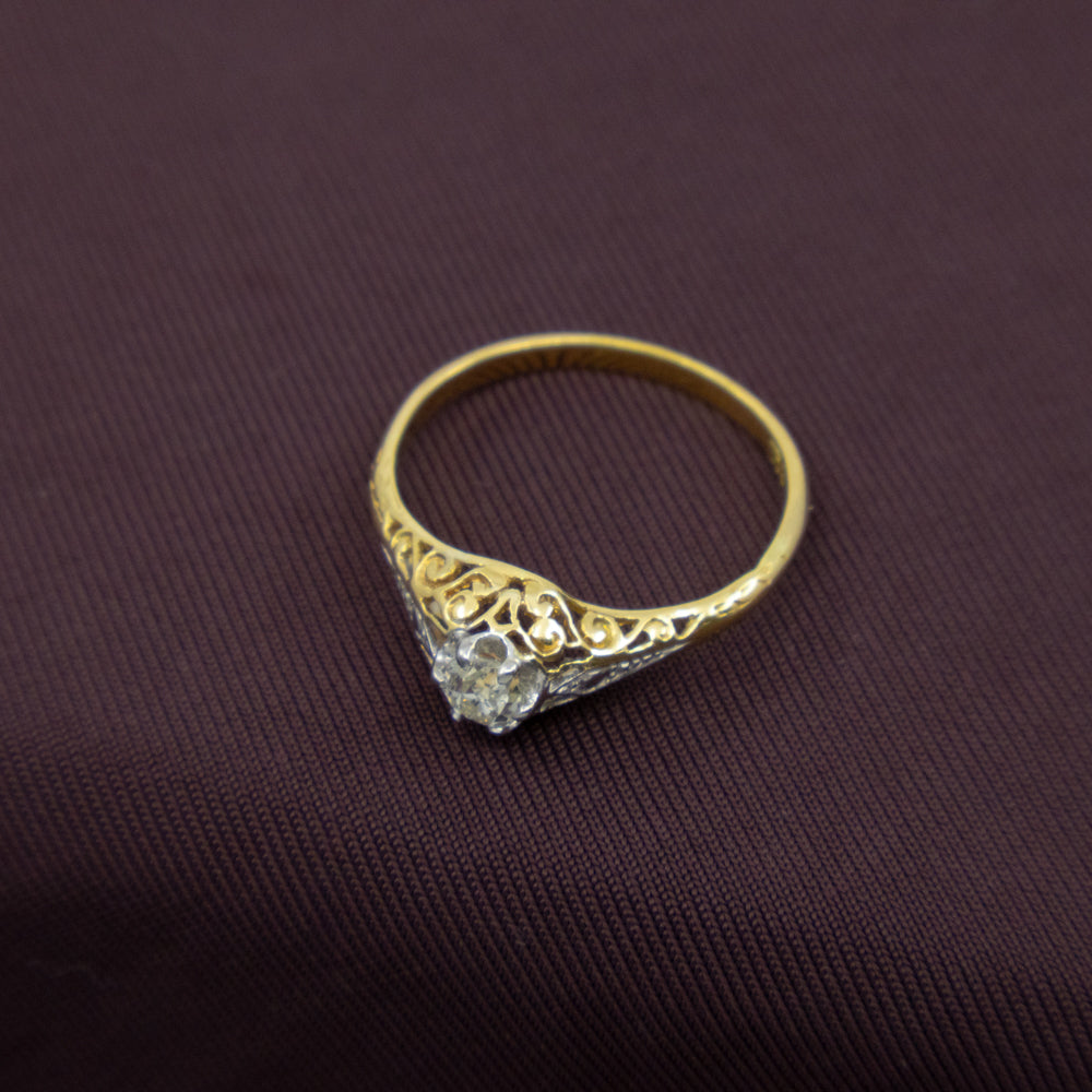 Vintage Diamond Ring, 18ct Yellow Gold