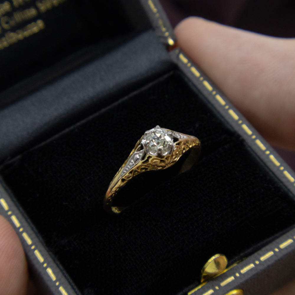 Vintage Diamond Ring, 18ct Yellow Gold