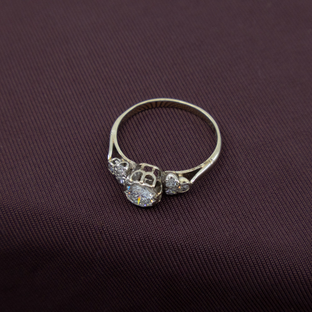 Art Deco Diamond Ring, 18ct White Gold & Platinum