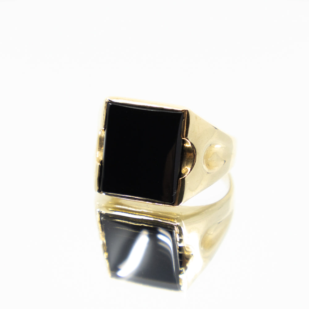 Vintage Onyx Signet Ring, 9ct Yellow Gold