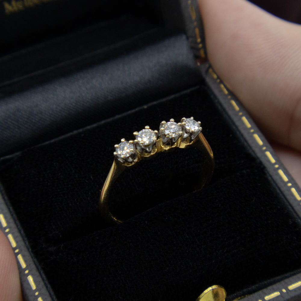 Edwardian Diamond Engagement Ring, 18ct Yellow Gold