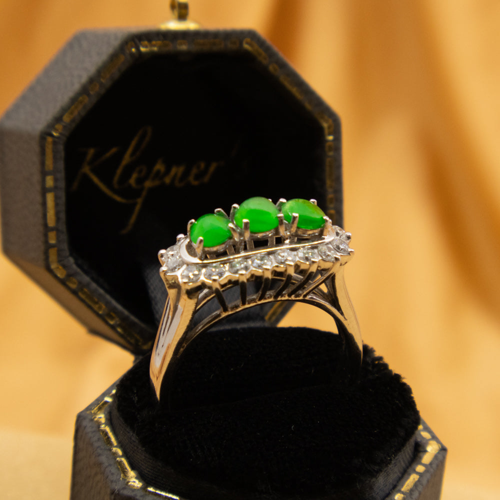 Modern Jade Ring, 18ct White Gold