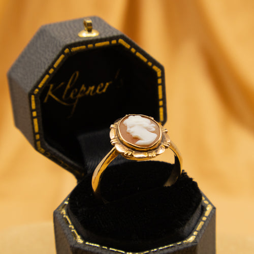 Art Deco Cameo Ring, 9ct Pink Gold