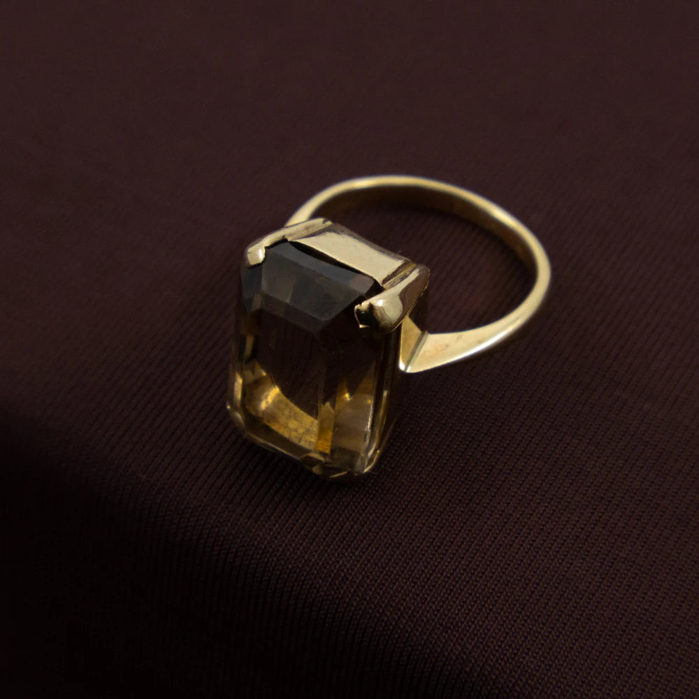 Vintage Smoky Quartz Ring, 9ct Yellow Gold