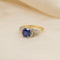 Art Deco Saphire Ring, 18ct Yellow Gold & Sterling Silver