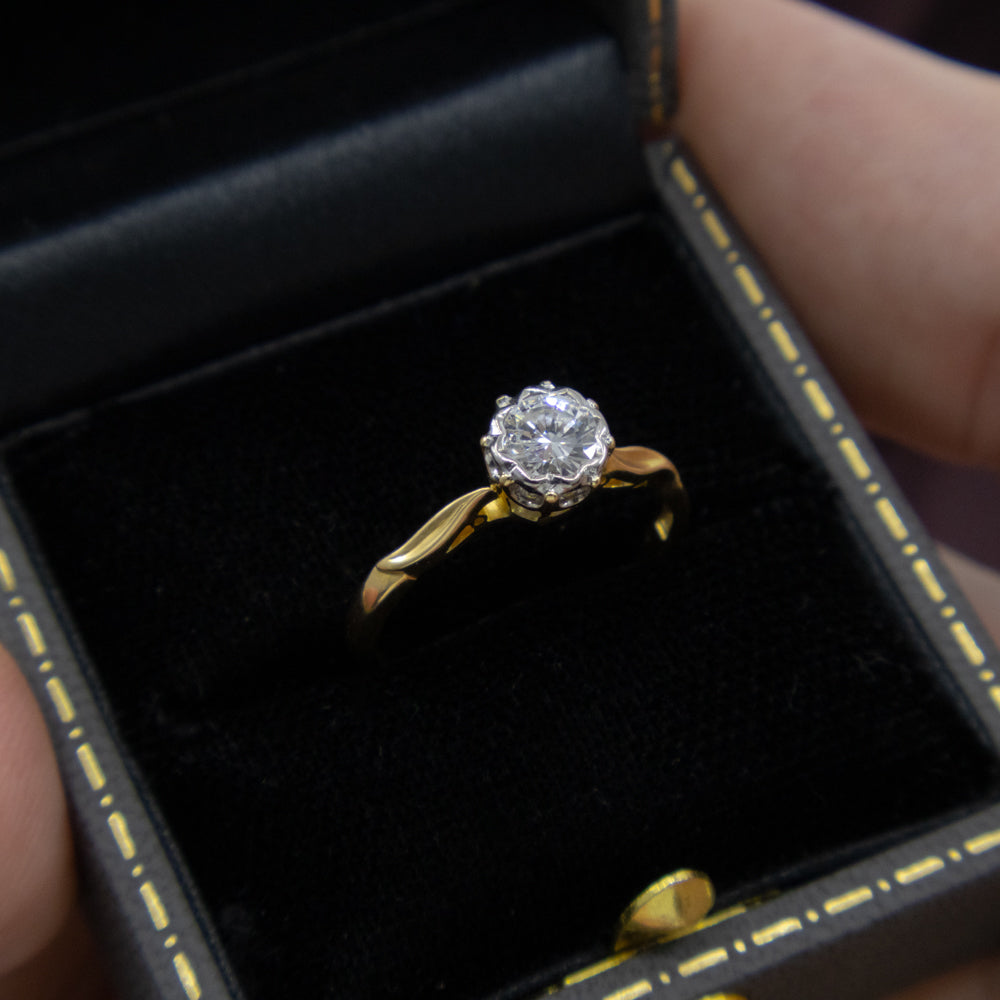 Retro Diamond Engagement Ring, 18ct Yellow & White Gold