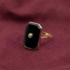 Edwardian Onyx and Diamond Ring, 18ct Pink Gold