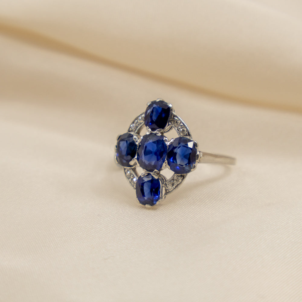 Art Deco Saphire Ring, Platinum