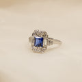 Art Deco Saphire & Diamond Ring, Platinum