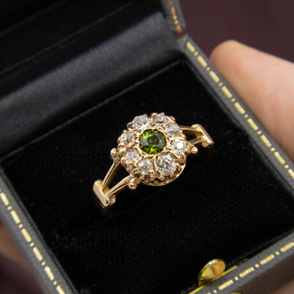 Victorian Tourmaline and Diamond Ring, 15ct Gold