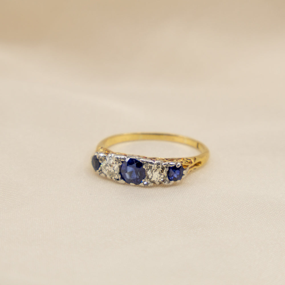 Victorian Sapphire and Diamond Ring, 18ct Yellow Gold