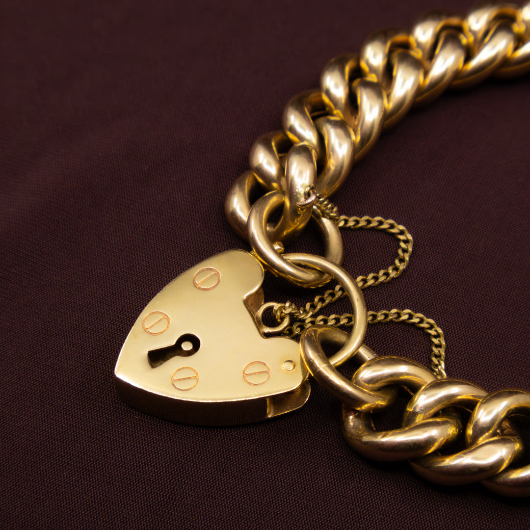 Vintage Padlock Bracelet, 9ct Yellow Gold