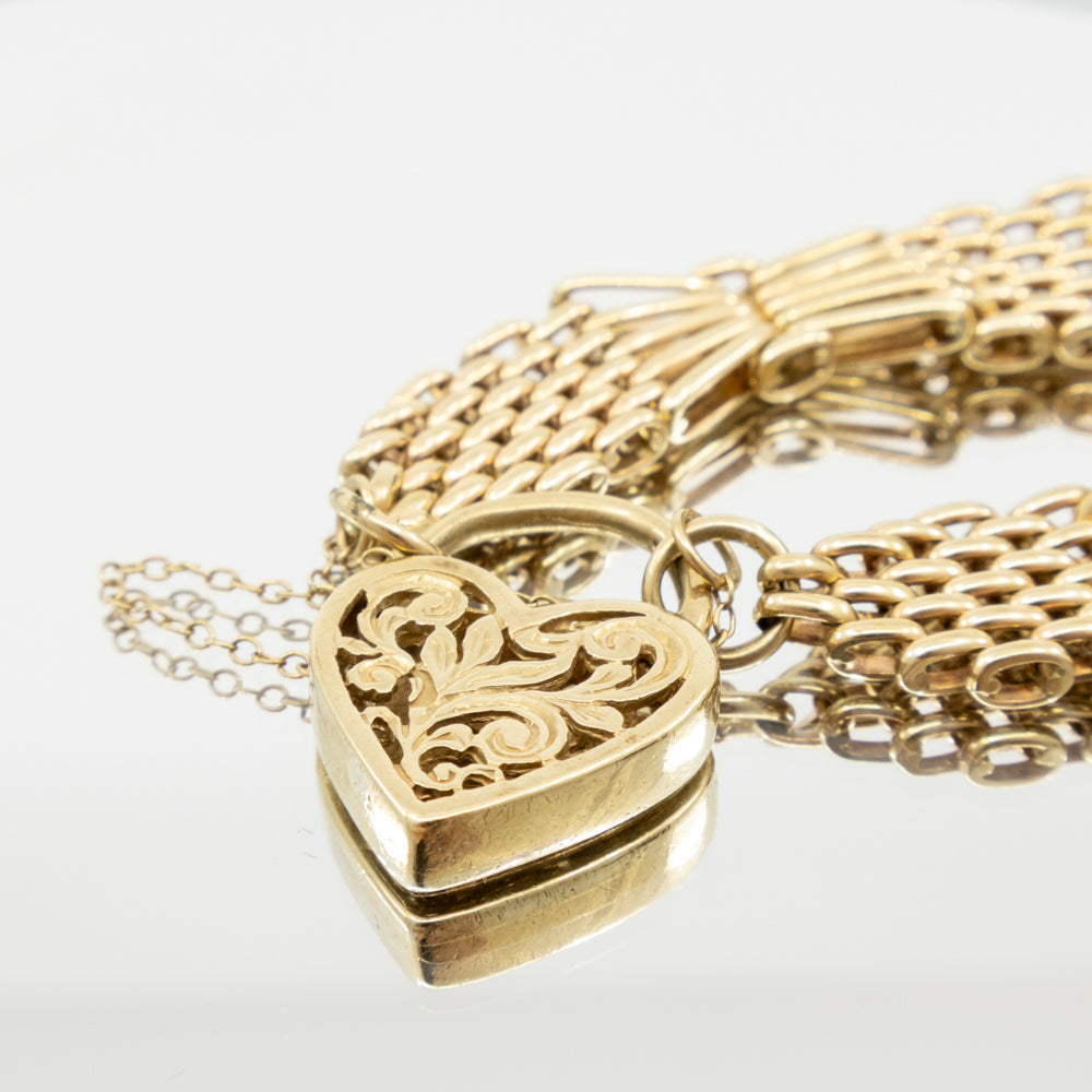 Vintage Gate Padlock Bracelet, 9ct Yellow Gold