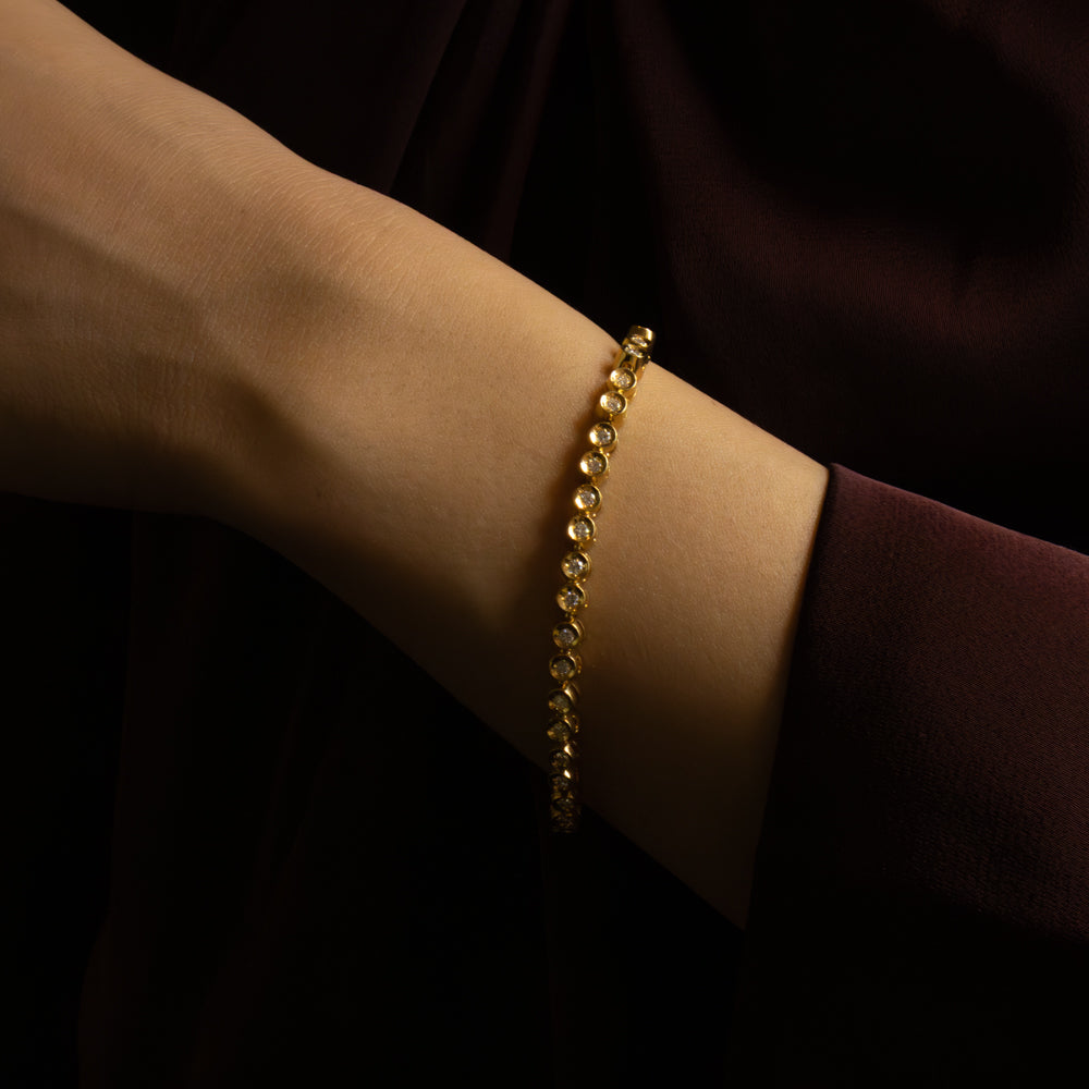 Modern Tennis Bracelet, 18ct Yellow Gold